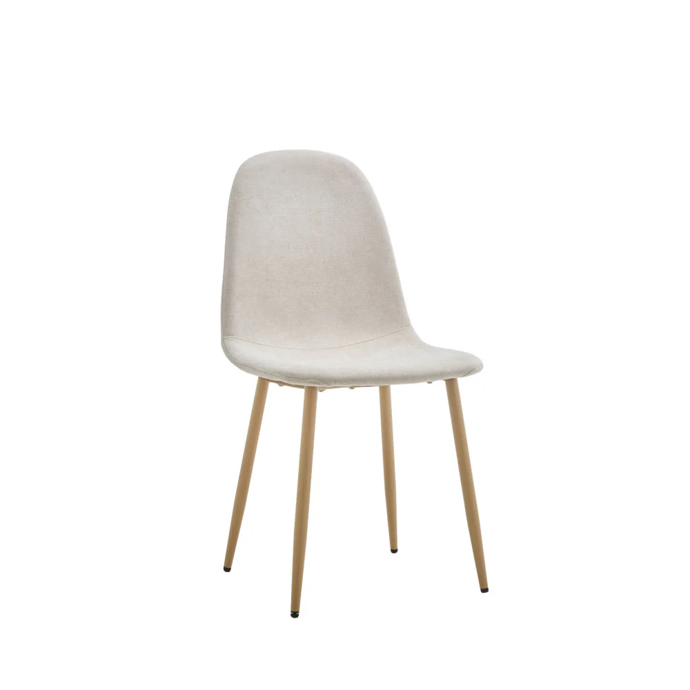 Bella - Lot De 2 Chaises Piètement Effet Bois - Tissu - Beige - Image 3