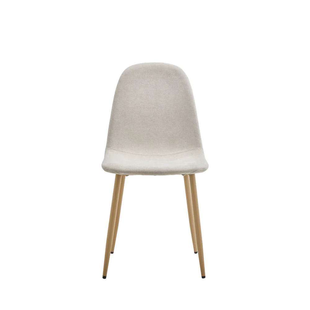 Bella - Lot De 2 Chaises Piètement Effet Bois - Tissu - Beige - Image 6