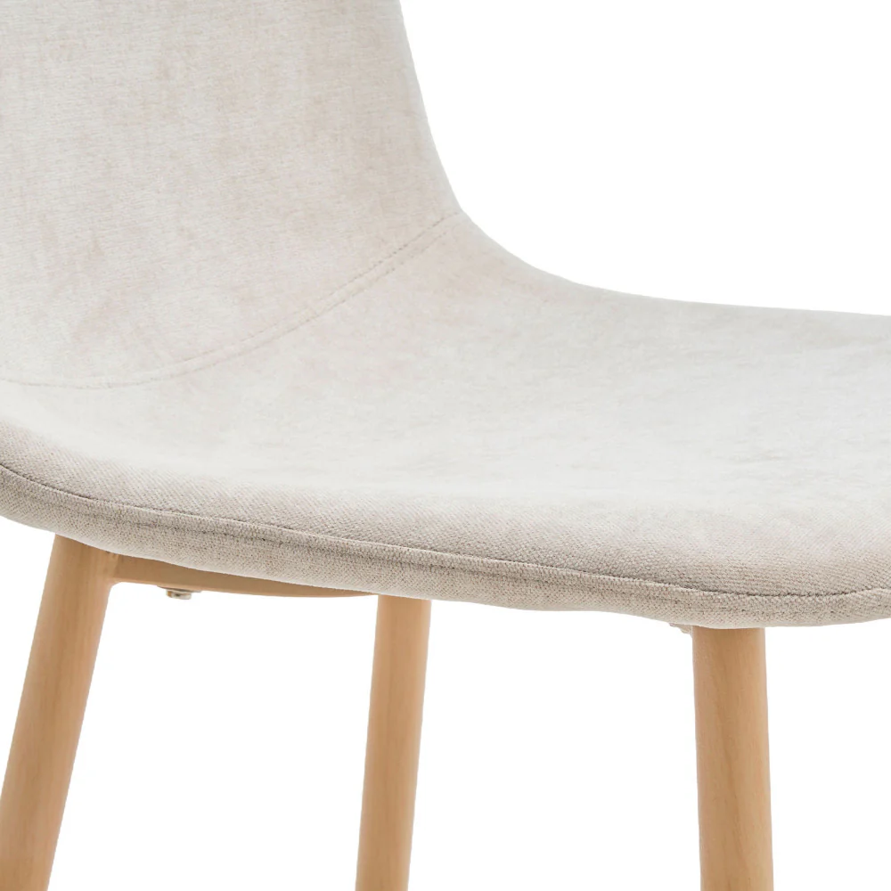 Bella - Lot De 2 Chaises Piètement Effet Bois - Tissu - Beige - Image 9