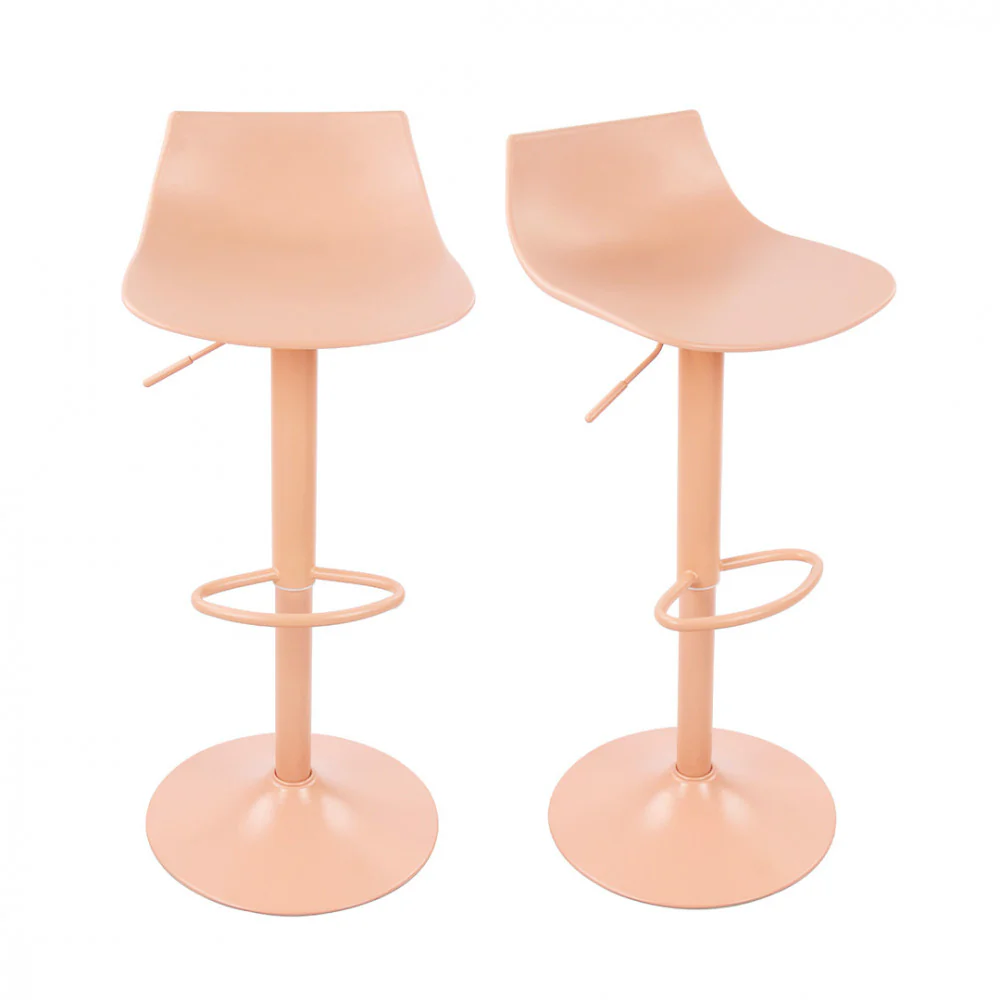 Heribo - Lot De 2 Chaises De Bar Réglables H58 - Plastique & Métal - Pêche - Image 2