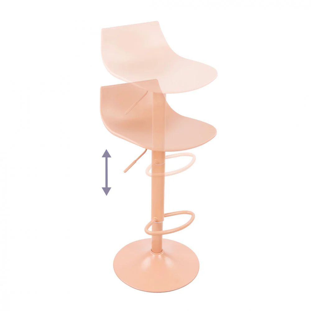 Heribo - Lot De 2 Chaises De Bar Réglables H58 - Plastique & Métal - Pêche - Image 5