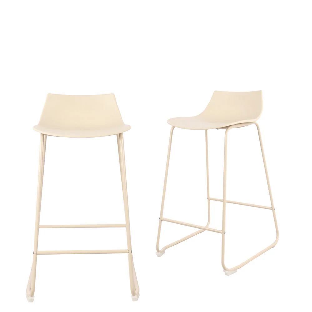 Lamer - Lot De 4 Chaises De Bar - Plastique & Métal - Beige - Image 2