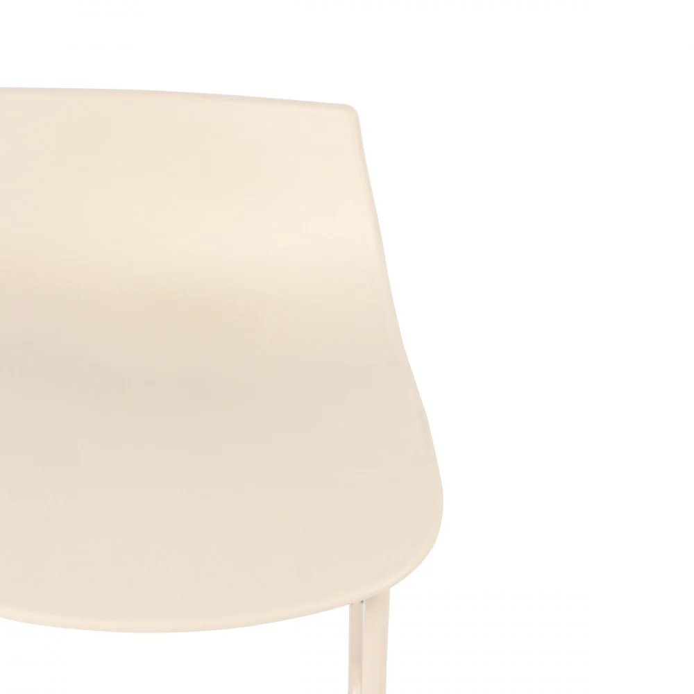 Lamer - Lot De 4 Chaises De Bar - Plastique & Métal - Beige - Image 7