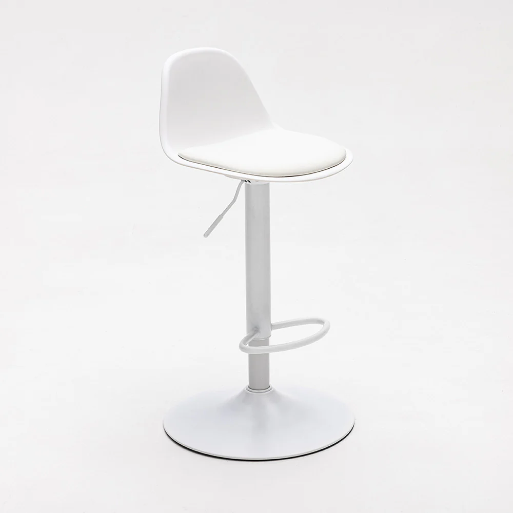 Tebar - Lot De 2 Chaises De Bar Réglables H61 - Simili & Métal - Blanc - Image 3