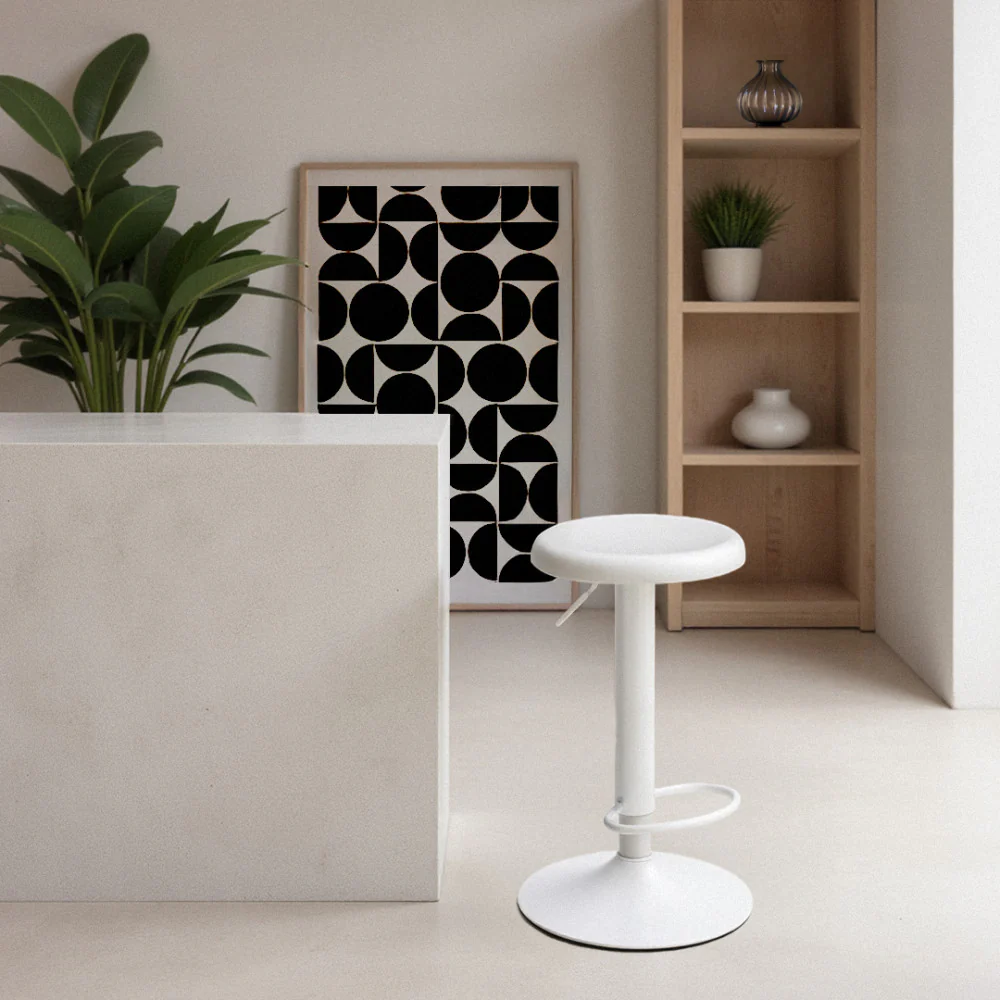 Pop - Tabouret De Bar Réglable H60 - Métal - Blanc - Image 4