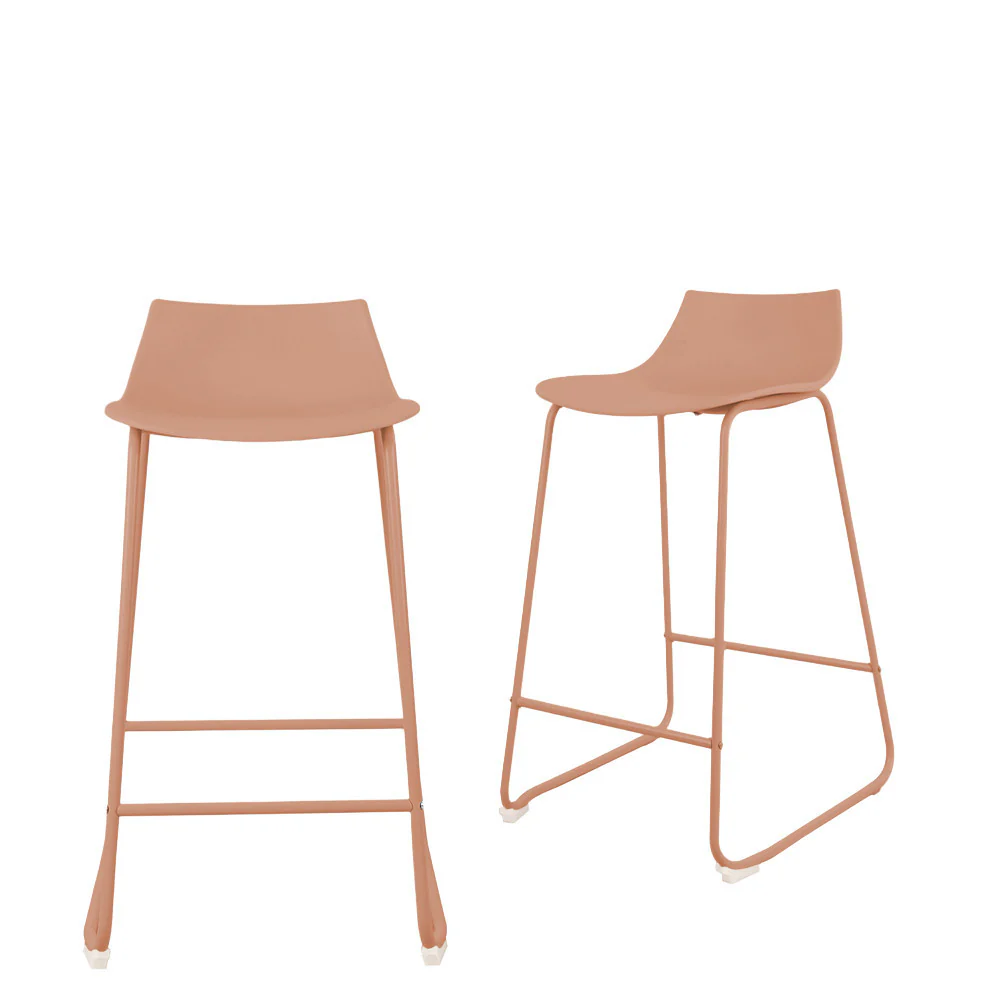 Lamer - Lot De 4 Chaises De Bar - Plastique & Métal - Terracotta - Image 2