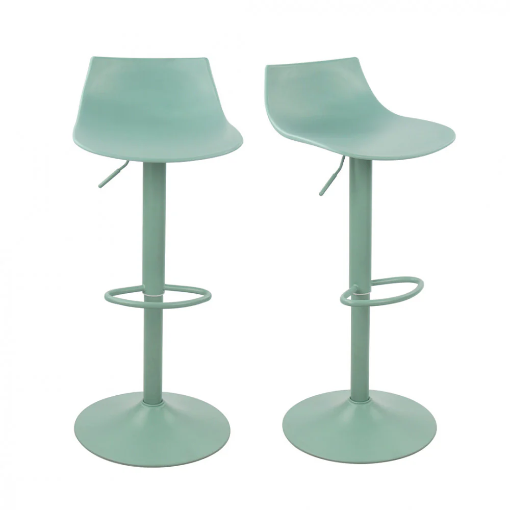 Heribo - Lot De 2 Chaises De Bar Réglables H58 - Plastique & Métal - Vert - Image 2