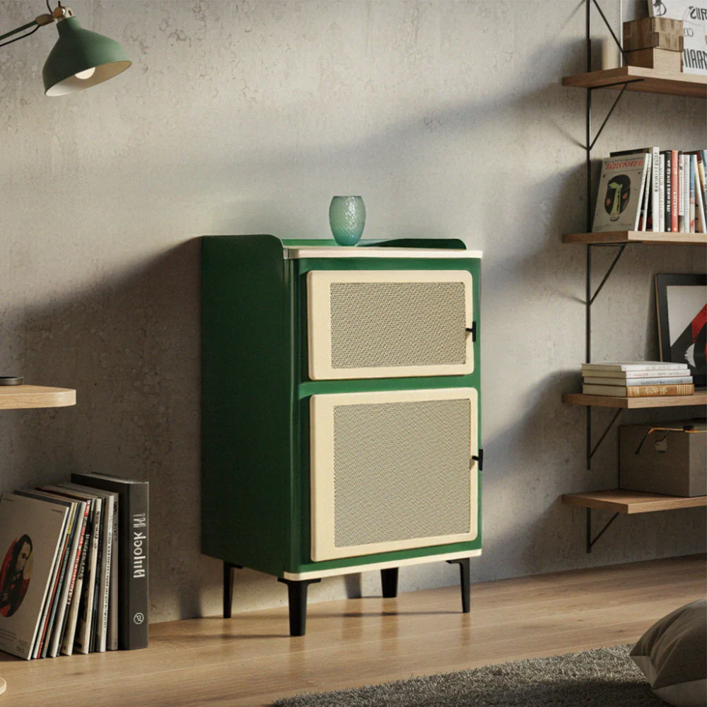 Vintagio - Petit Meuble De Rangement 2 Portes - Métal - Vert - Image 4
