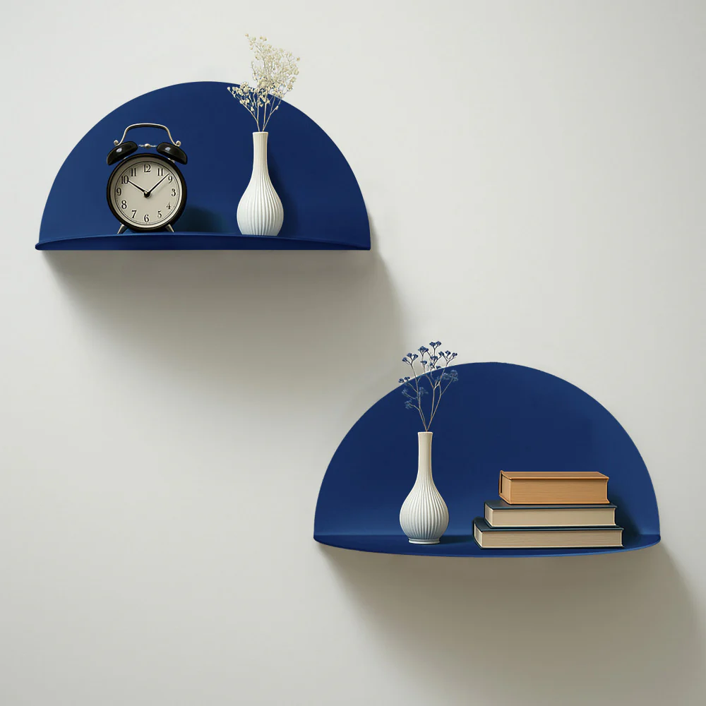 Nuagio - Lot De 2 Étagères Murales Demi-cercle - Métal - Bleu - Image 8