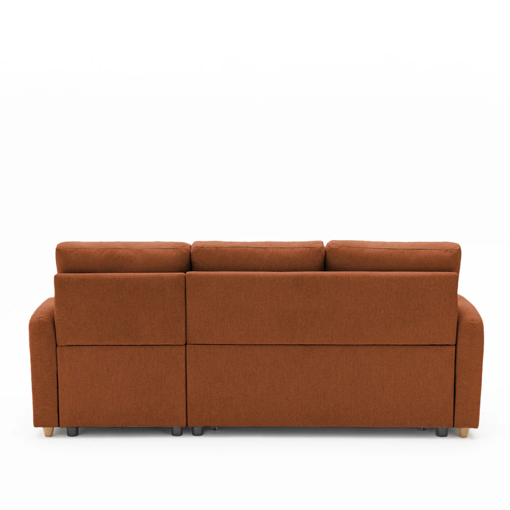 Matera - Canapé D'angle Réversible Convertible 3 Places Avec Coffre - Tissu - Rouille chiné - Image 7