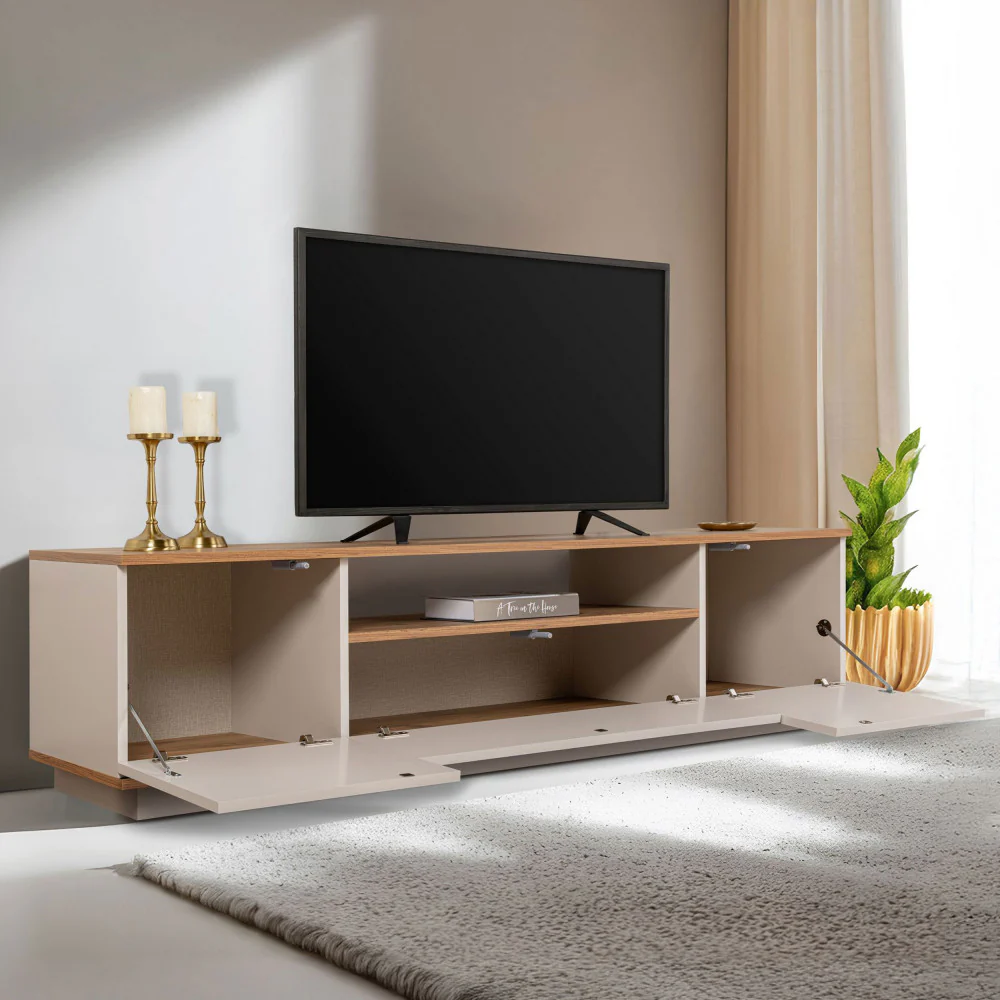 Fritz - Meuble TV 3 Portes - Bois - Beige - Image 5