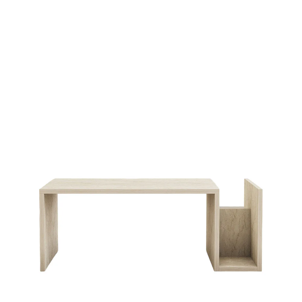 Max - Table Basse Avec Porte Magazines - Effet Travertin - Beige - Image 2