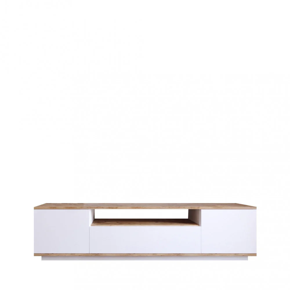 Fritz - Meuble TV 3 Portes - Bois - Blanc - Image 2