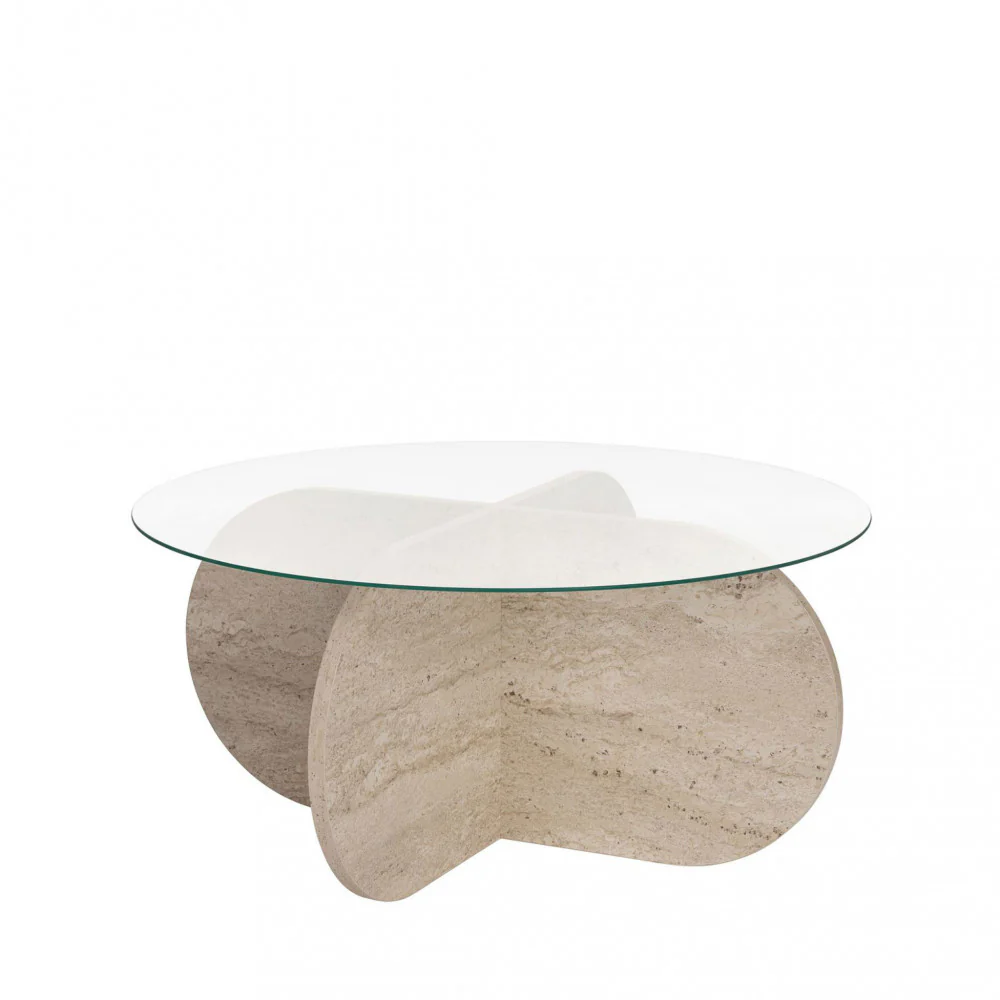 Bully - Table Basse Ronde Trempé Et - Verre - Beige - Image 2