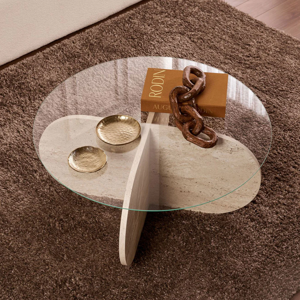 Bully - Table Basse Ronde Trempé Et - Verre - Beige - Image 4