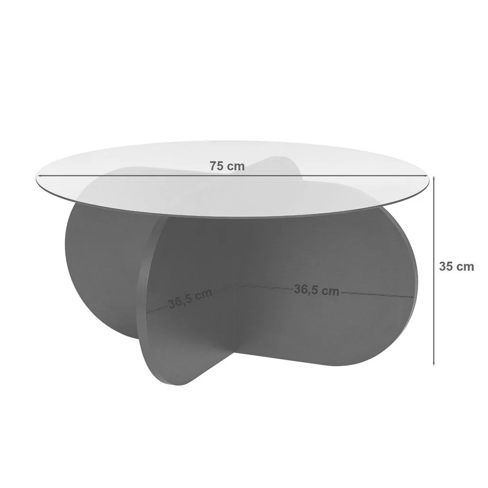 Bully - Table Basse Ronde Trempé Et - Verre - Beige - Image 7