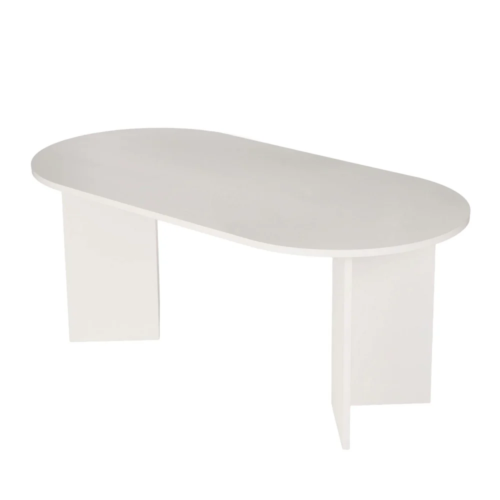 Sam - Table À Manger 8 Personnes Ovale - Bois - Blanc - Image 5
