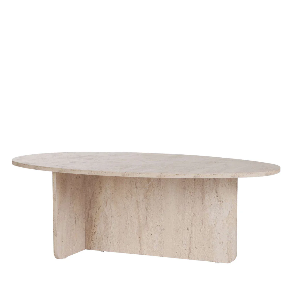 Oris - Table Basse Organique - Effet Travertin - Beige - Image 2