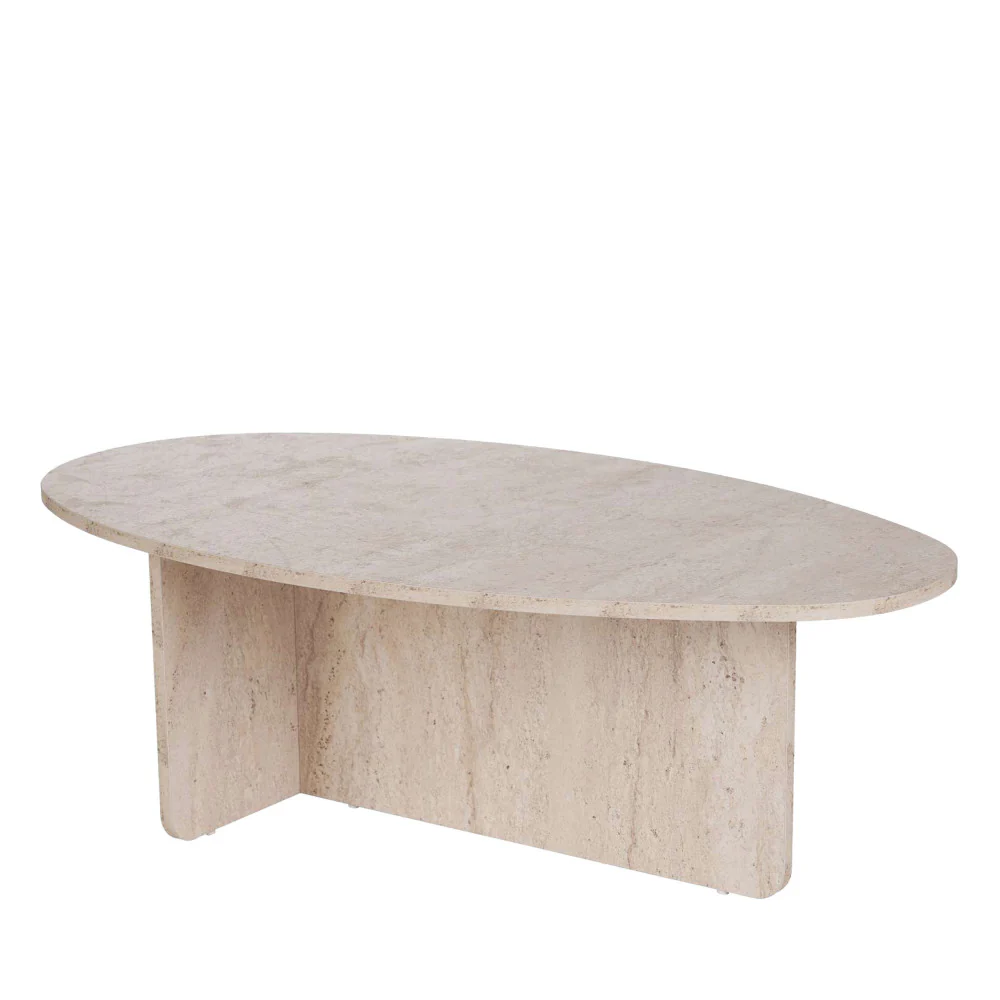Oris - Table Basse Organique - Effet Travertin - Beige - Image 3