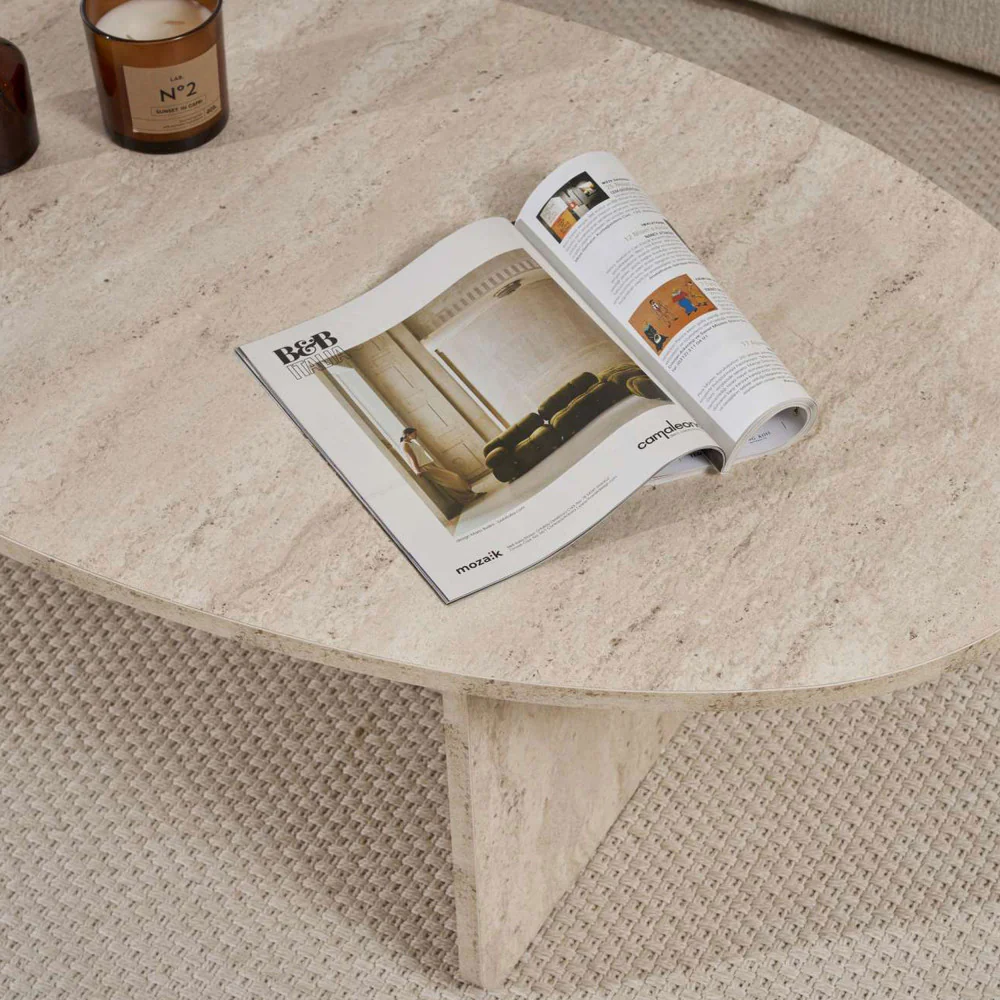 Oris - Table Basse Organique - Effet Travertin - Beige - Image 8