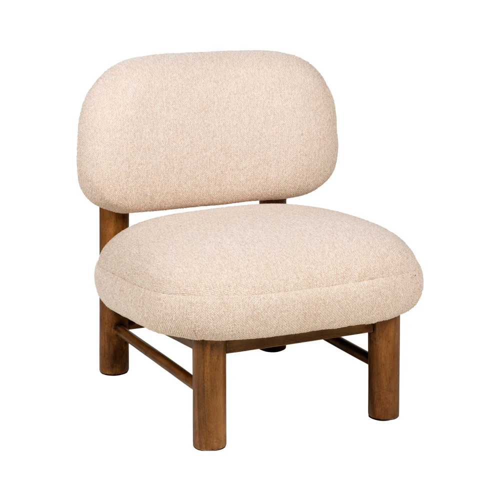 Nubo - Fauteuil - Tissu Bouclette & Bois - Beige - Image 2