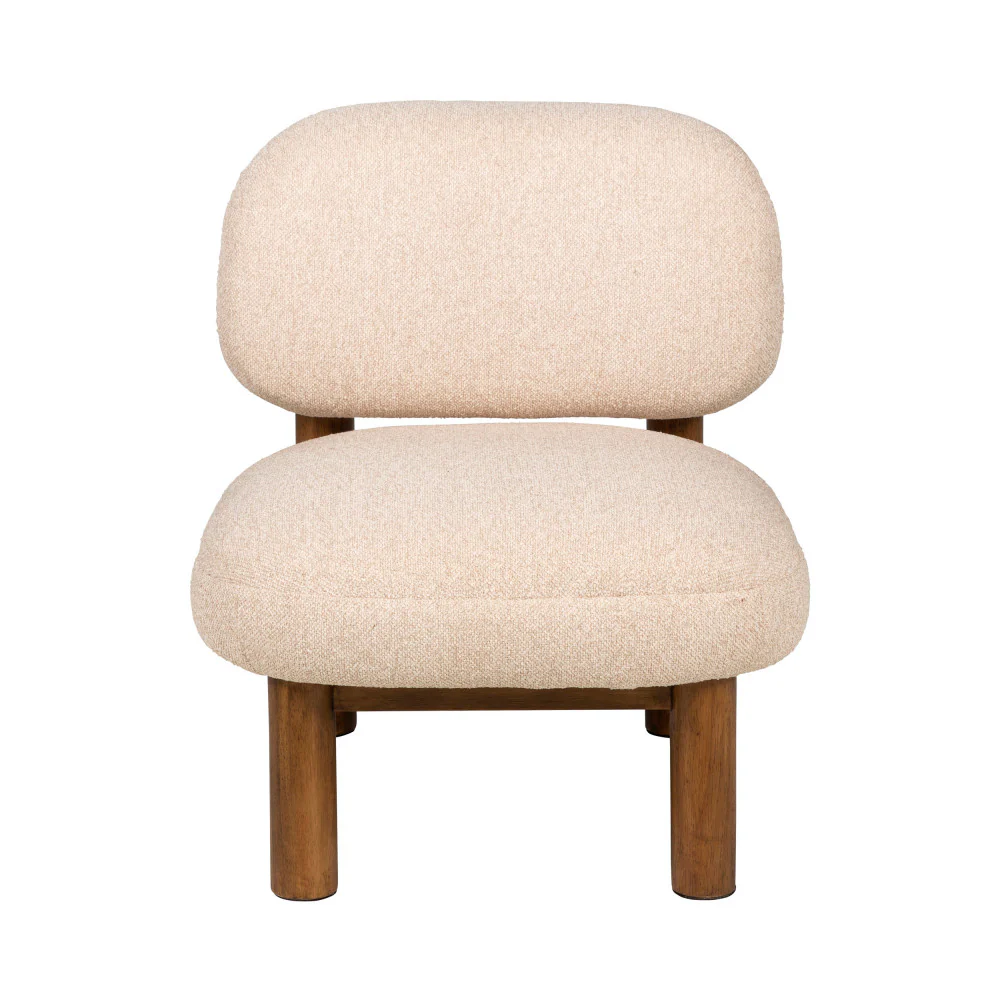 Nubo - Fauteuil - Tissu Bouclette & Bois - Beige - Image 5