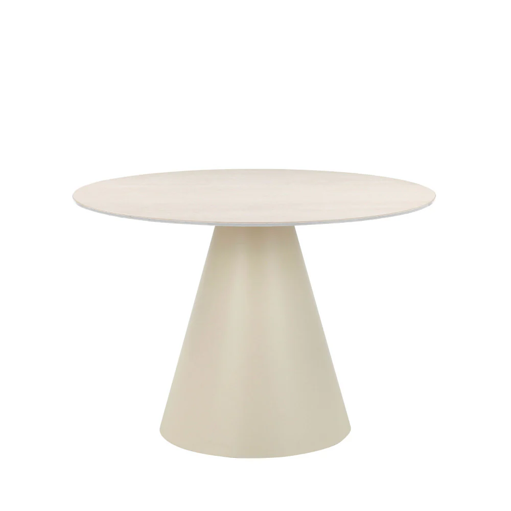 Chiba - Table À Manger 4 Personnes Ronde - Effet Travertin - Beige - Image 2