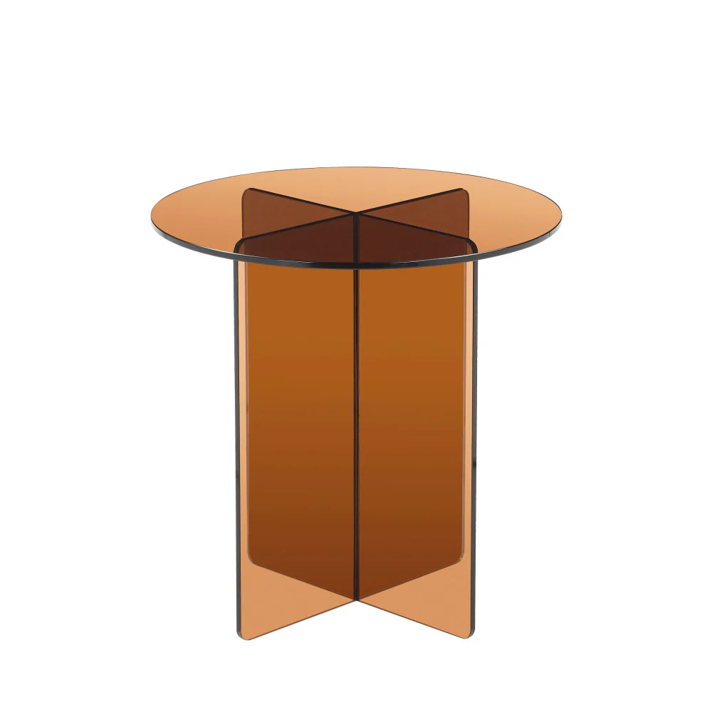 Boston - Table D'appoint Ronde - Verre - Marron - Image 2