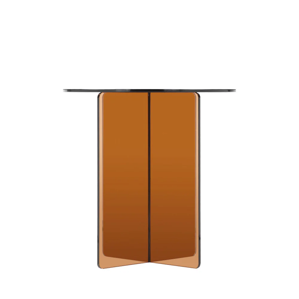 Boston - Table D'appoint Ronde - Verre - Marron - Image 4