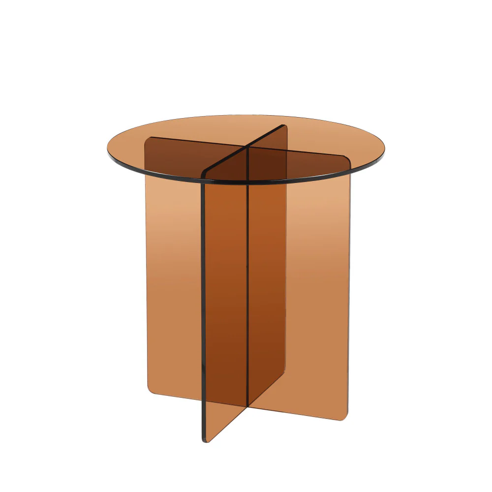 Boston - Table D'appoint Ronde - Verre - Marron - Image 5
