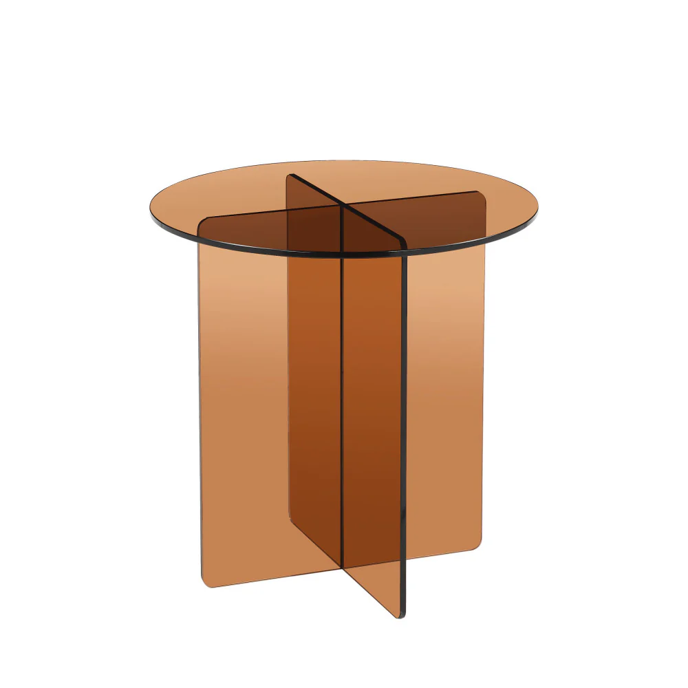 Boston - Table D'appoint Ronde - Verre - Marron - Image 6