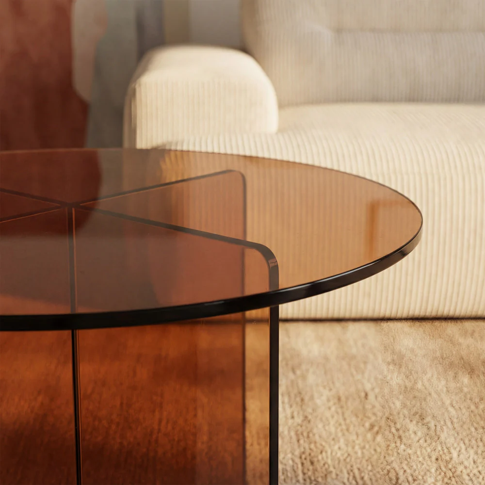 Boston - Table D'appoint Ronde - Verre - Marron - Image 7