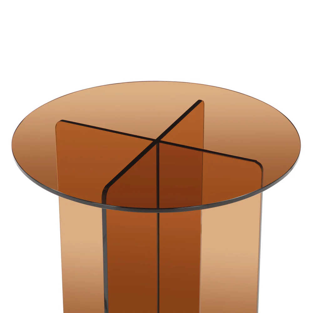 Boston - Table D'appoint Ronde - Verre - Marron - Image 8