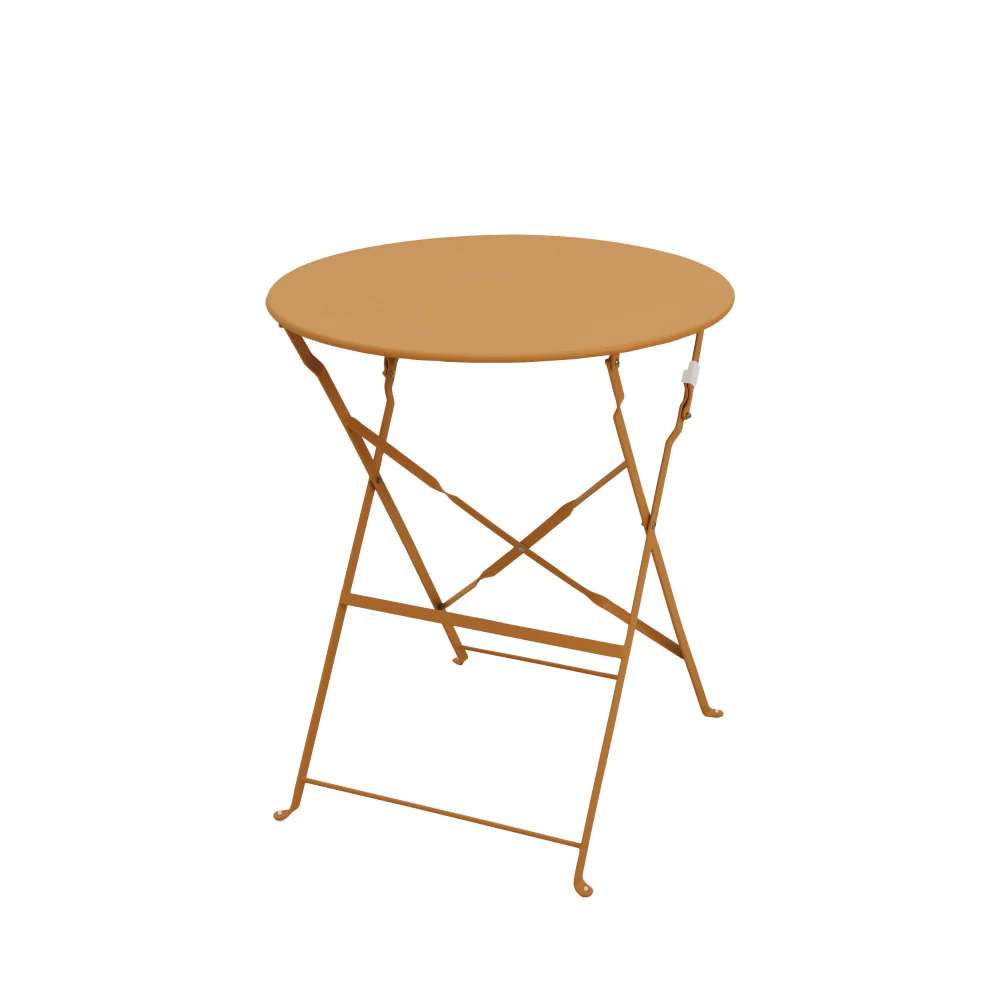 Marseille - Ensemble Table De Jardin Pliante Ronde Bistrot Et 2 Chaises - Métal - Ocre - Image 10