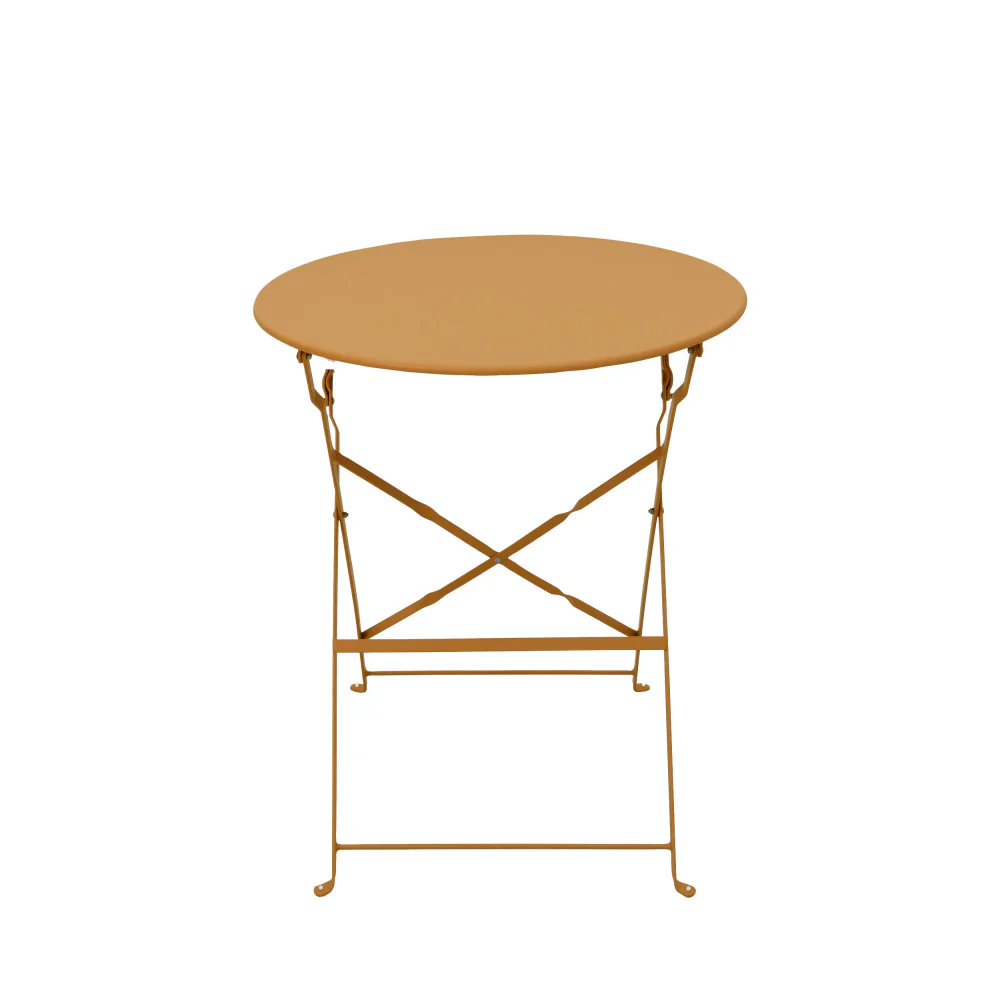 Marseille - Ensemble Table De Jardin Pliante Ronde Bistrot Et 2 Chaises - Métal - Ocre - Image 11