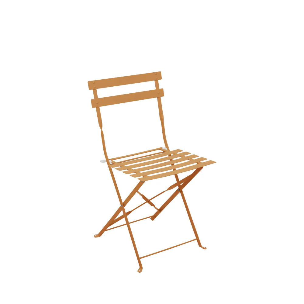 Marseille - Ensemble Table De Jardin Pliante Ronde Bistrot Et 2 Chaises - Métal - Ocre - Image 3