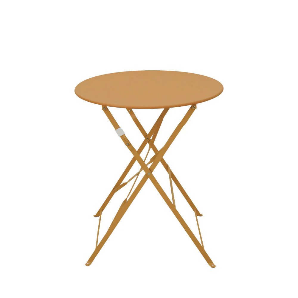 Marseille - Ensemble Table De Jardin Pliante Ronde Bistrot Et 2 Chaises - Métal - Ocre - Image 4