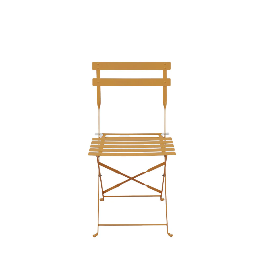 Marseille - Ensemble Table De Jardin Pliante Ronde Bistrot Et 2 Chaises - Métal - Ocre - Image 6