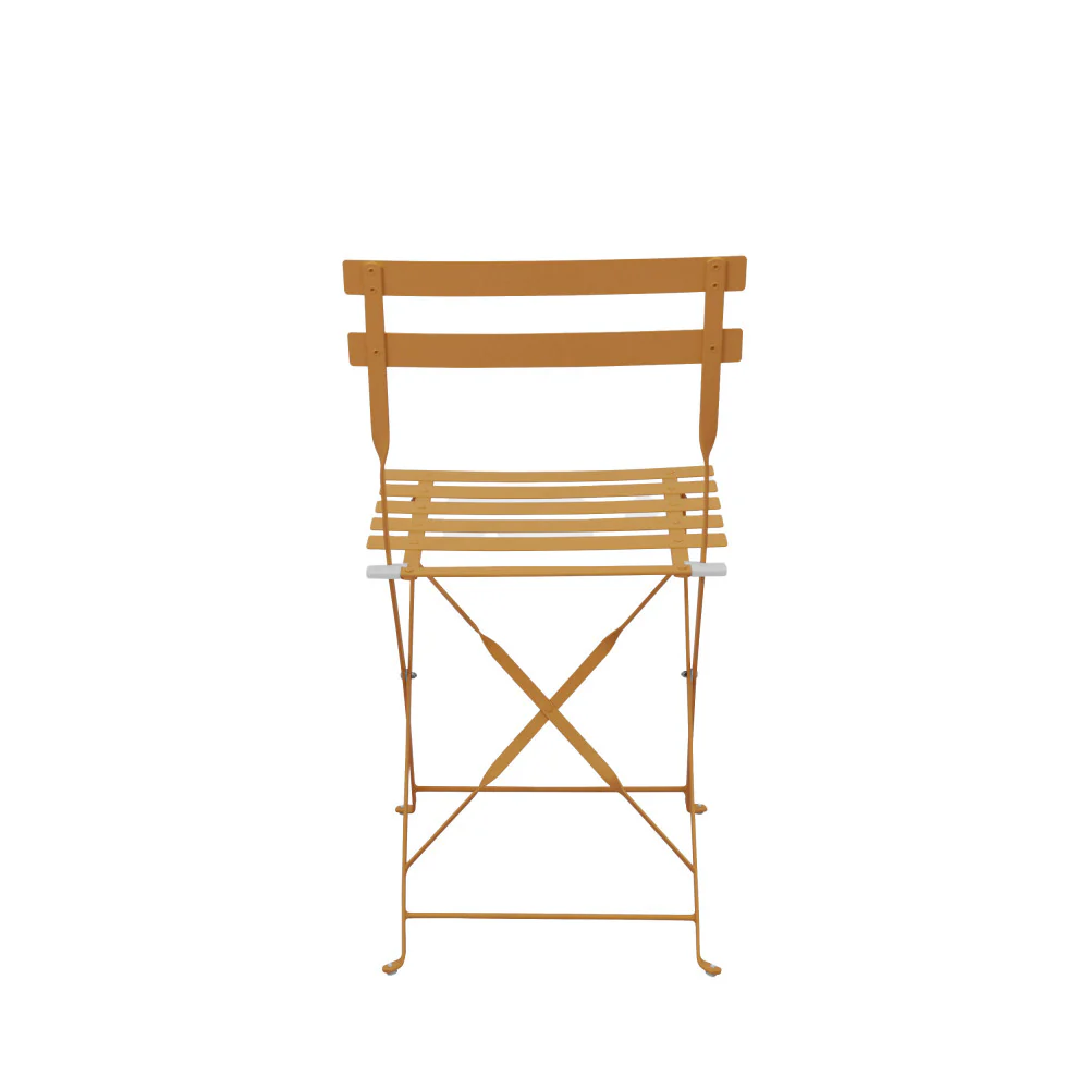 Marseille - Ensemble Table De Jardin Pliante Ronde Bistrot Et 2 Chaises - Métal - Ocre - Image 8