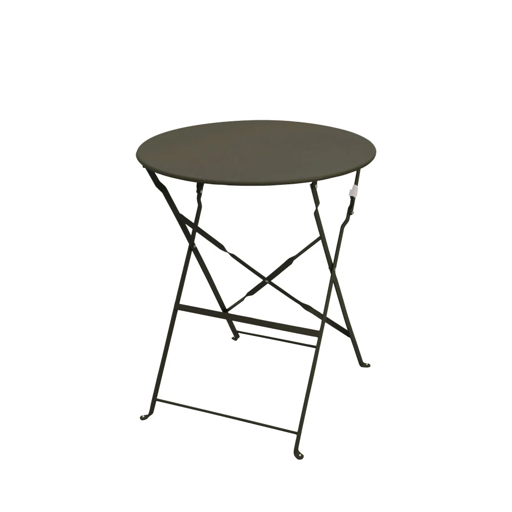 Marseille - Ensemble Table De Jardin Pliante Ronde Bistrot Et 2 Chaises - Métal - Vert kaki - Image 10
