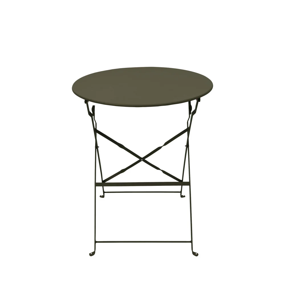 Marseille - Ensemble Table De Jardin Pliante Ronde Bistrot Et 2 Chaises - Métal - Vert kaki - Image 11