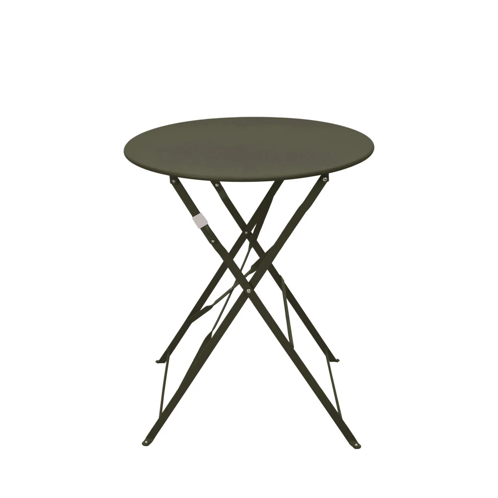 Marseille - Ensemble Table De Jardin Pliante Ronde Bistrot Et 2 Chaises - Métal - Vert kaki - Image 4