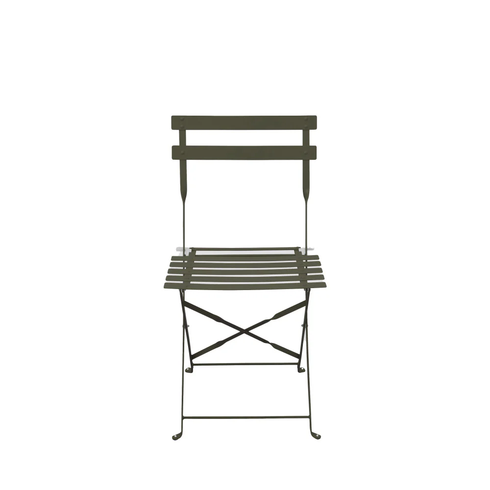 Marseille - Ensemble Table De Jardin Pliante Ronde Bistrot Et 2 Chaises - Métal - Vert kaki - Image 6