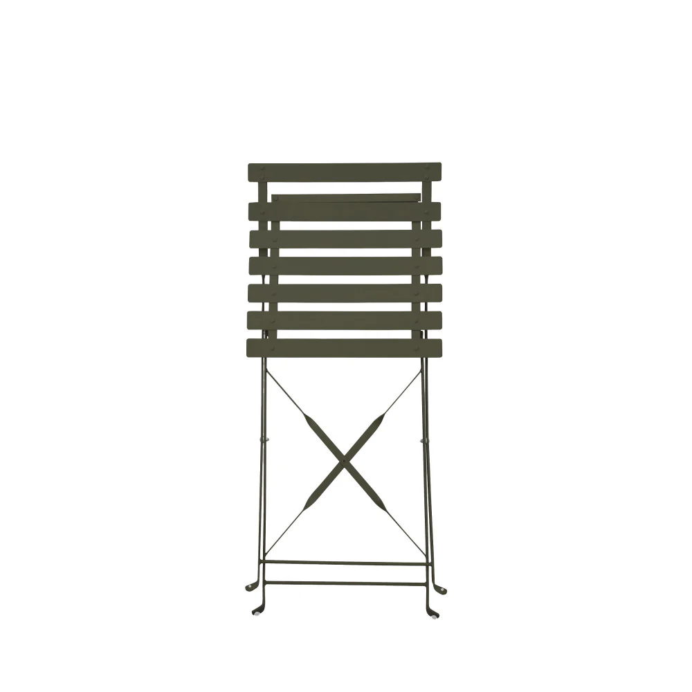Marseille - Ensemble Table De Jardin Pliante Ronde Bistrot Et 2 Chaises - Métal - Vert kaki - Image 9
