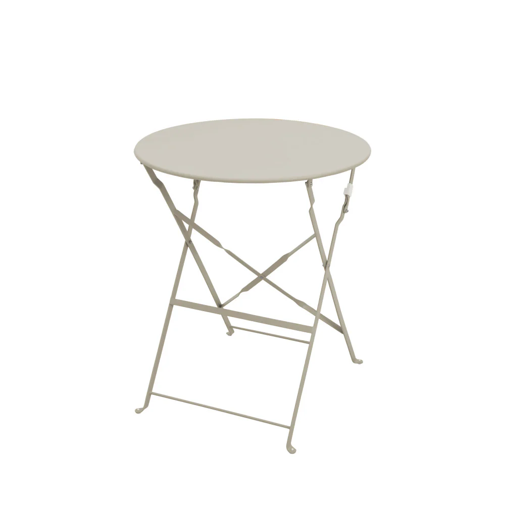 Marseille - Ensemble Table De Jardin Pliante Ronde Bistrot Et 2 Chaises - Métal - Beige - Image 10