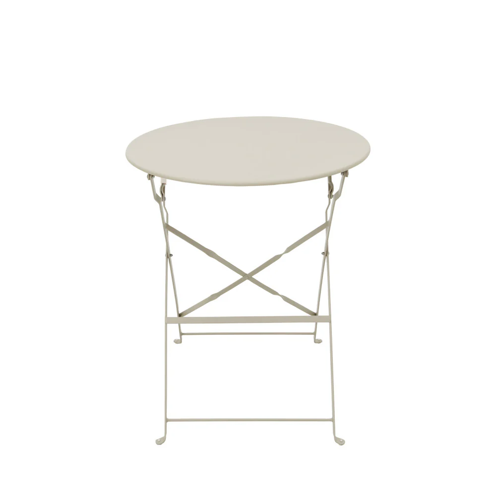 Marseille - Ensemble Table De Jardin Pliante Ronde Bistrot Et 2 Chaises - Métal - Beige - Image 11