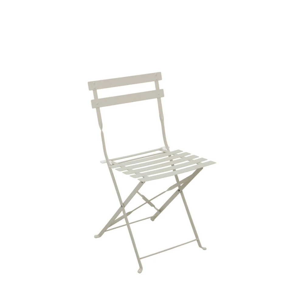 Marseille - Ensemble Table De Jardin Pliante Ronde Bistrot Et 2 Chaises - Métal - Beige - Image 3