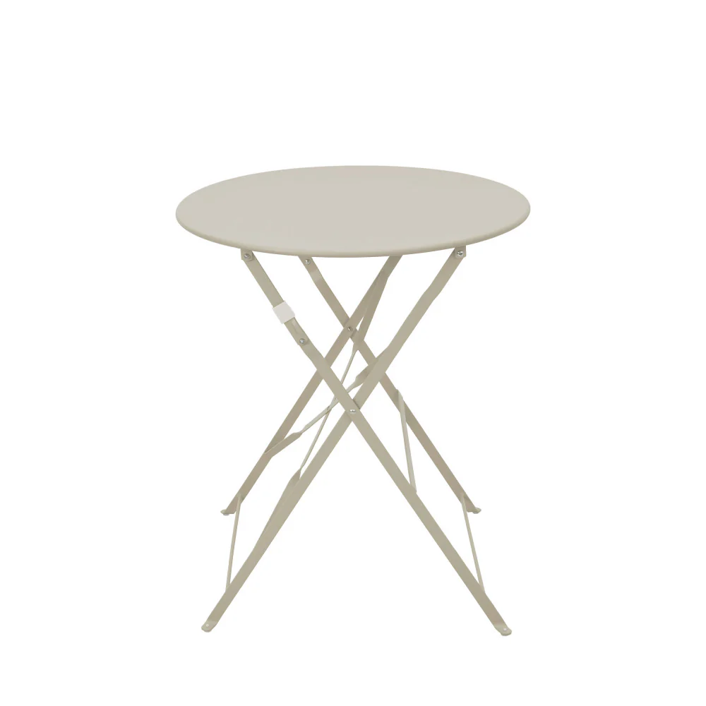 Marseille - Ensemble Table De Jardin Pliante Ronde Bistrot Et 2 Chaises - Métal - Beige - Image 4
