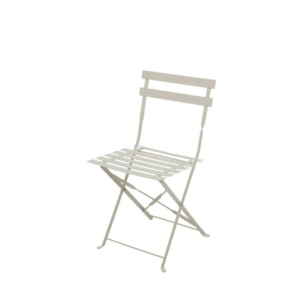 Marseille - Ensemble Table De Jardin Pliante Ronde Bistrot Et 2 Chaises - Métal - Beige - Image 5