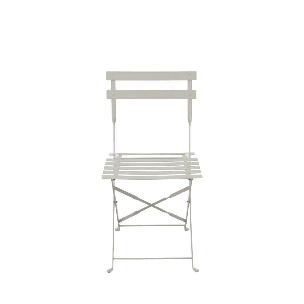 Marseille - Ensemble Table De Jardin Pliante Ronde Bistrot Et 2 Chaises - Métal - Beige - Image 6